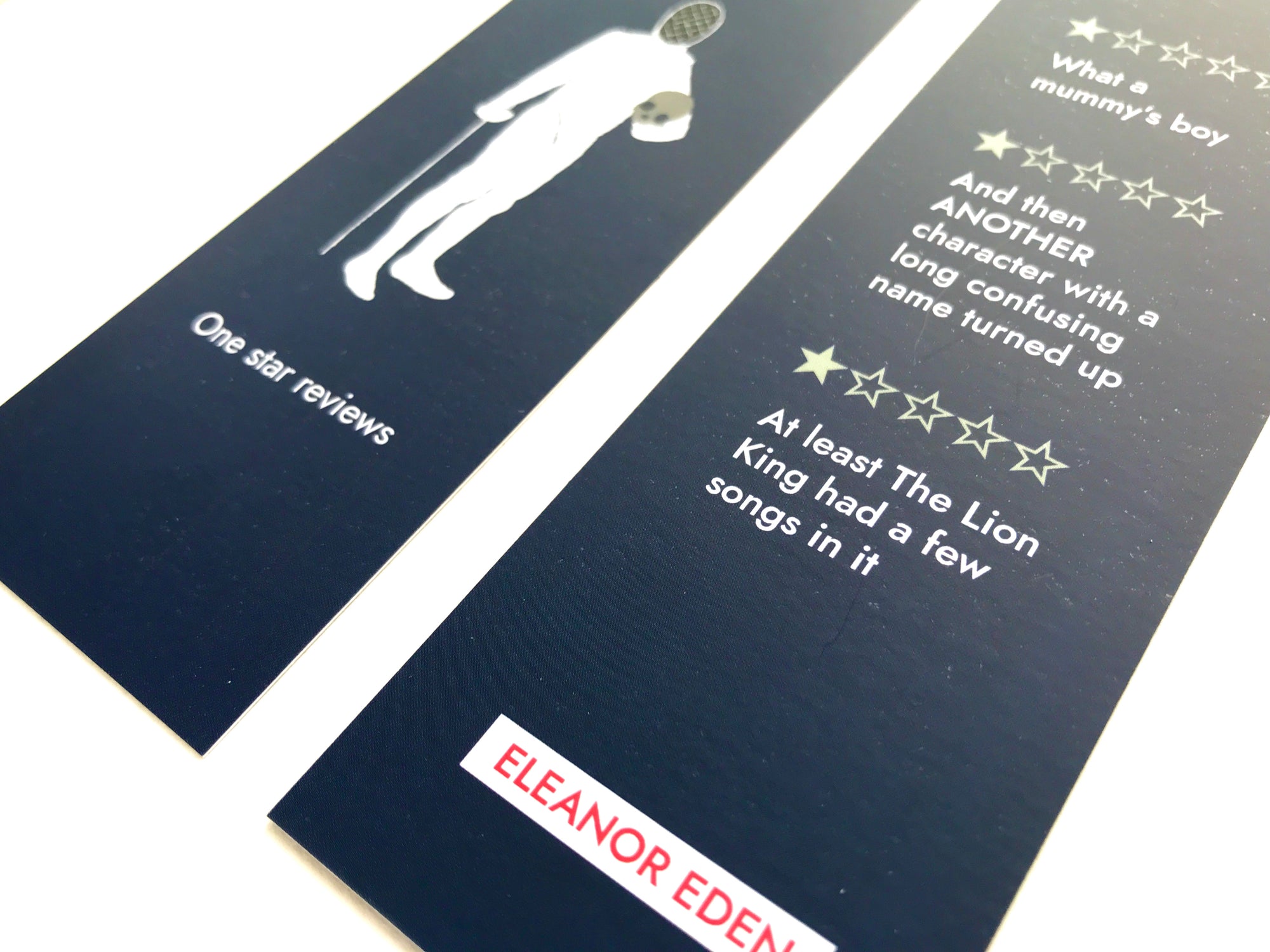 Funny Hamlet bookmark with one star review joke design

