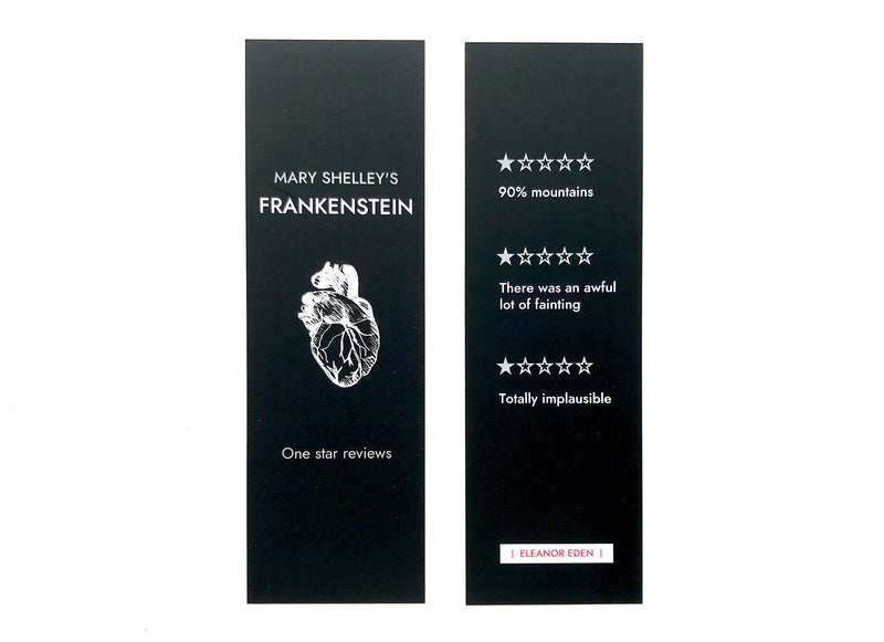Funny Frankenstein bookmark with one star review design
