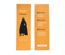 Funny King Lear bookmark with one star review joke