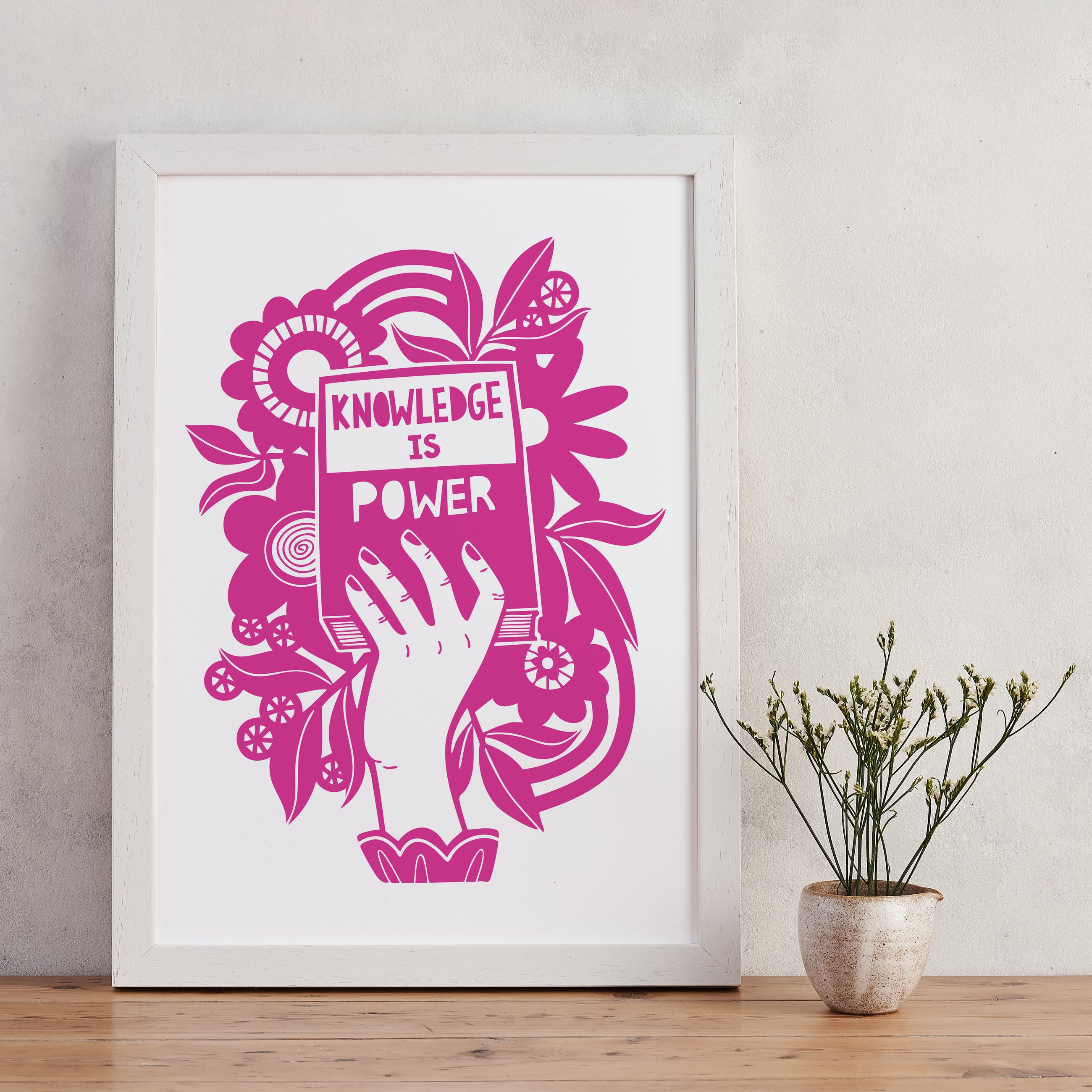 Knowledge is power. Literary activist wall art. Bookish prints for readers. Gift for readers, book lovers, bookworms, bibliophiles. Prints by Bookishly. The Power of reading. The joy of books. Educational art. Classroom Art.