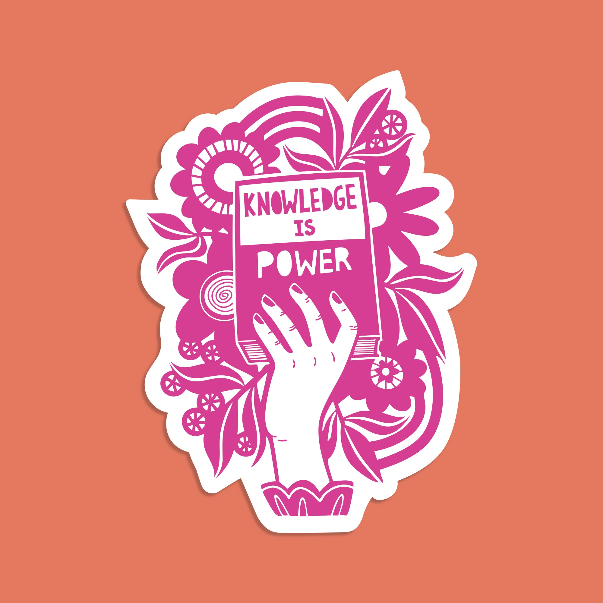 Knowledge is Power | Literary Activist Premium Sticker | Bookishly