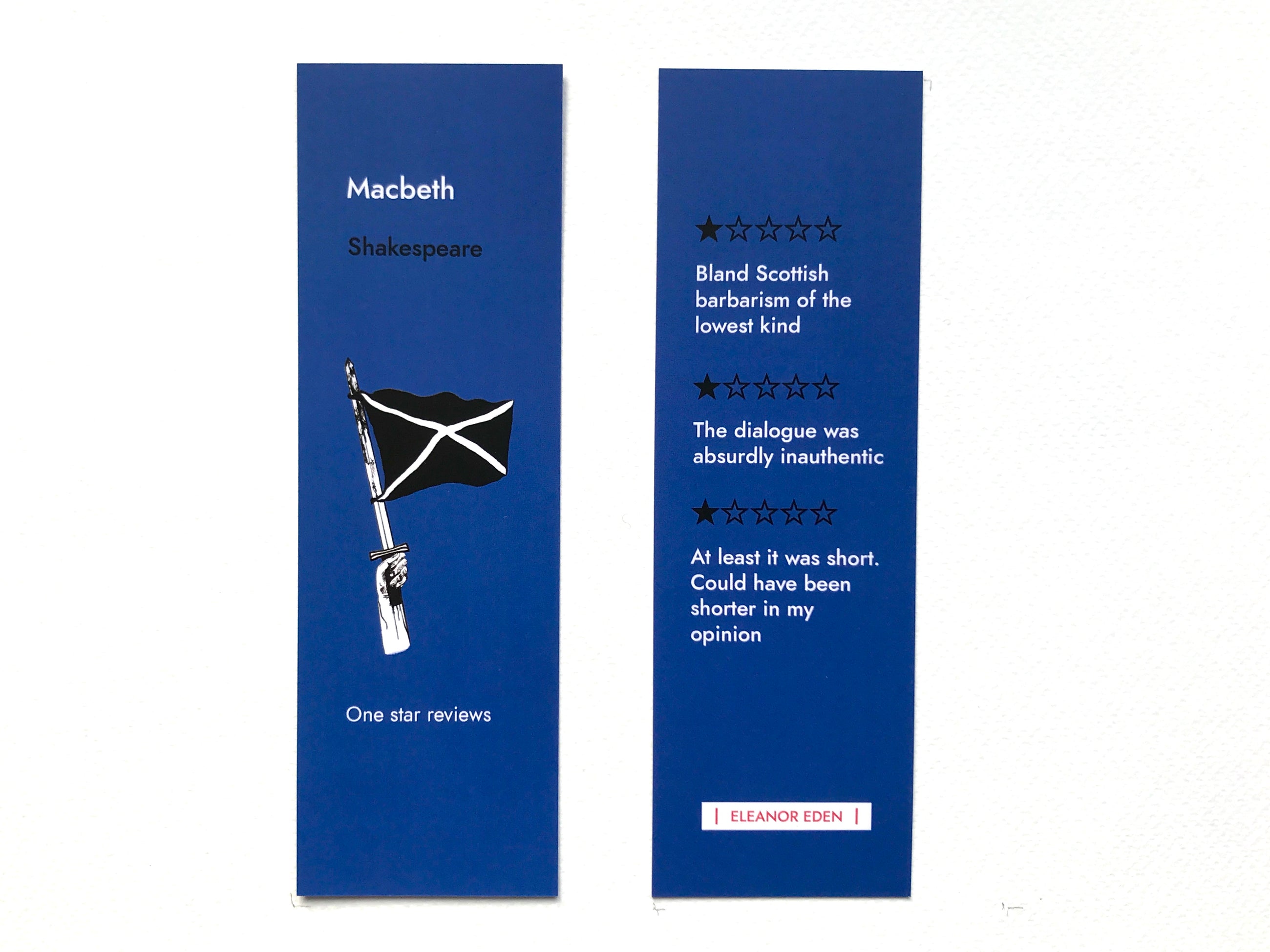 Funny Macbeth bookmark with one star review design