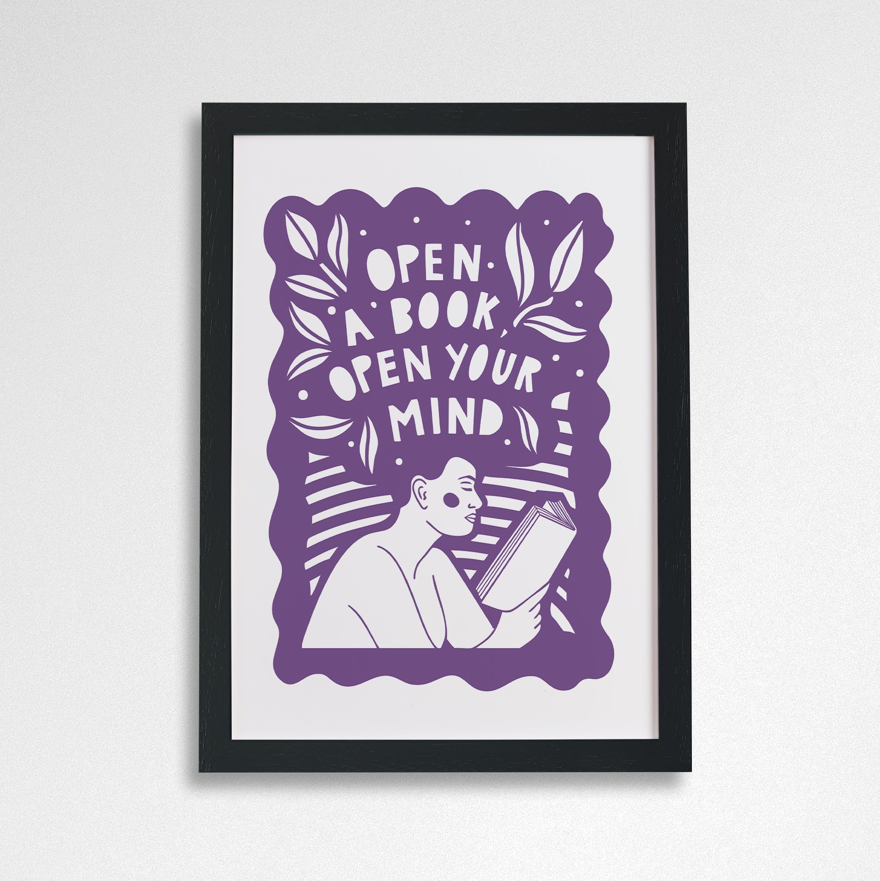 Open a book, open your mind. Literary activist wall art. Bookish prints for readers. Gift for readers, book lovers, bookworms, bibliophiles. Prints by Bookishly. The Power of reading. The joy of books. Educational art. Classroom Art.