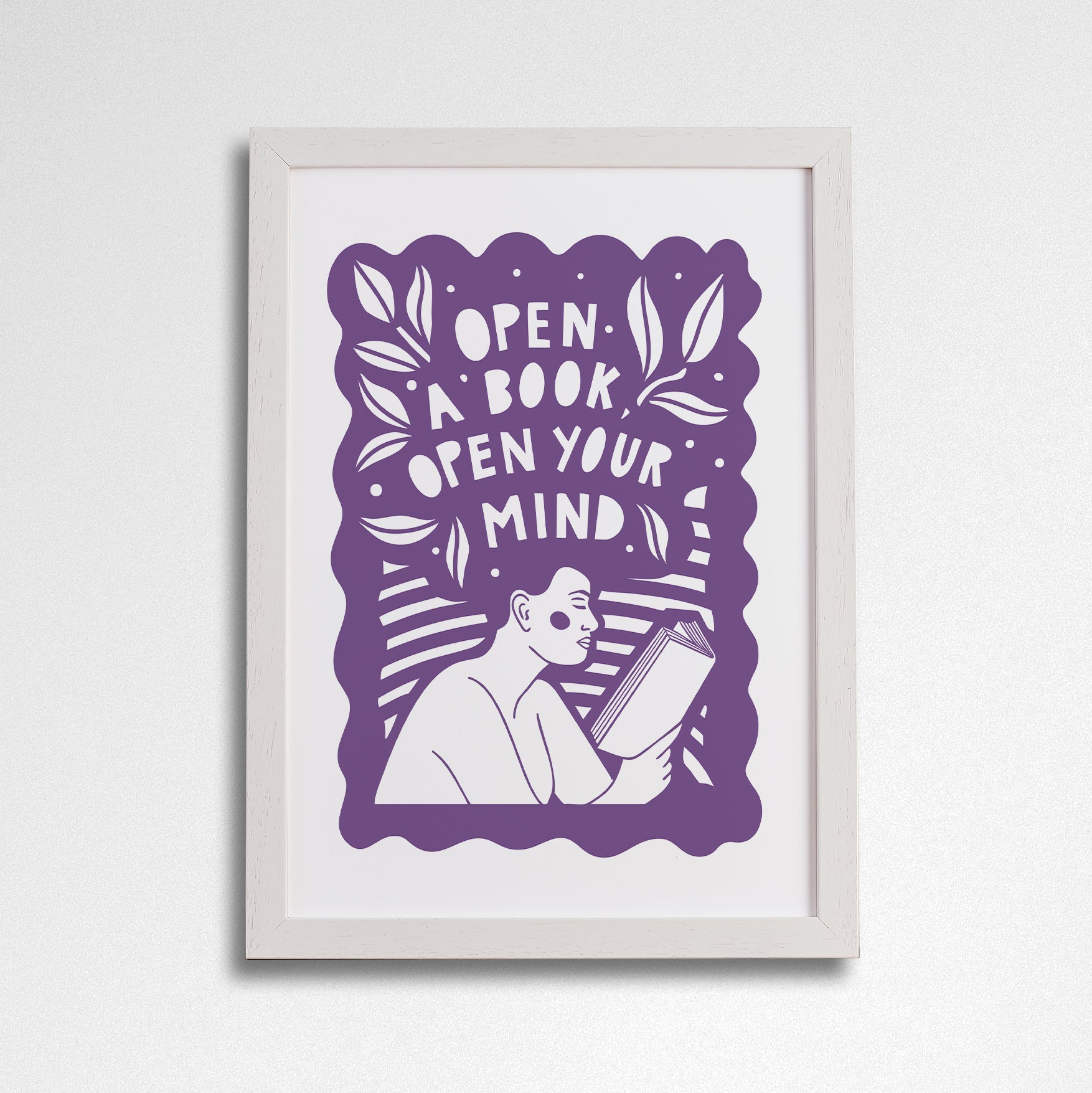 Open a book, open your mind. Literary activist wall art. Bookish prints for readers. Gift for readers, book lovers, bookworms, bibliophiles. Prints by Bookishly. The Power of reading. The joy of books. Educational art. Classroom Art.
