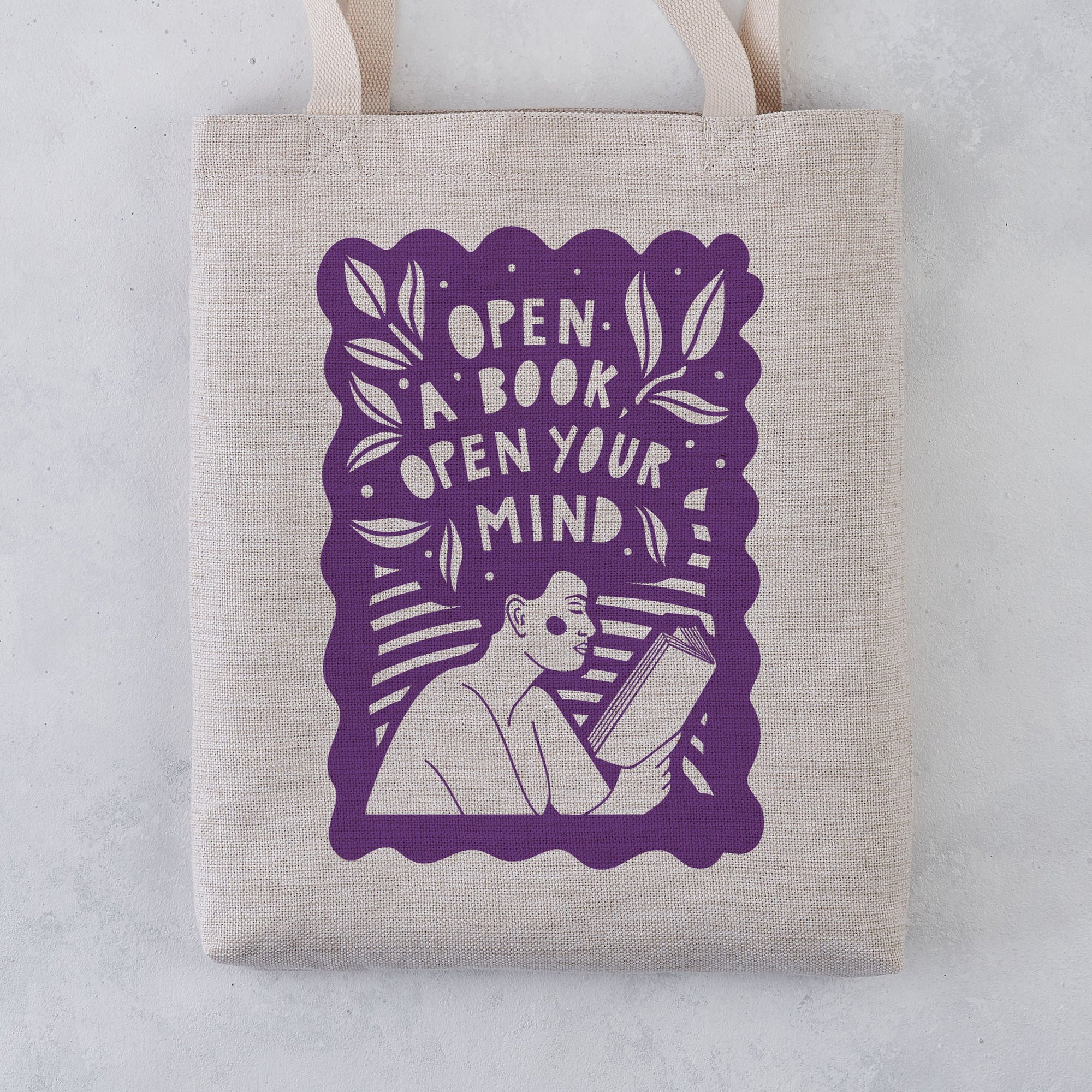 Open a book, open your mind literary tote bag. Bookish graphic, Gifts for book lovers, bookworms, readers and bibliophiles. Bookish tote bag. High quality tote bag. Booktok. Bookstagram. Novel inspired accessories. Bookishly. Book bag. Canvas bag.
