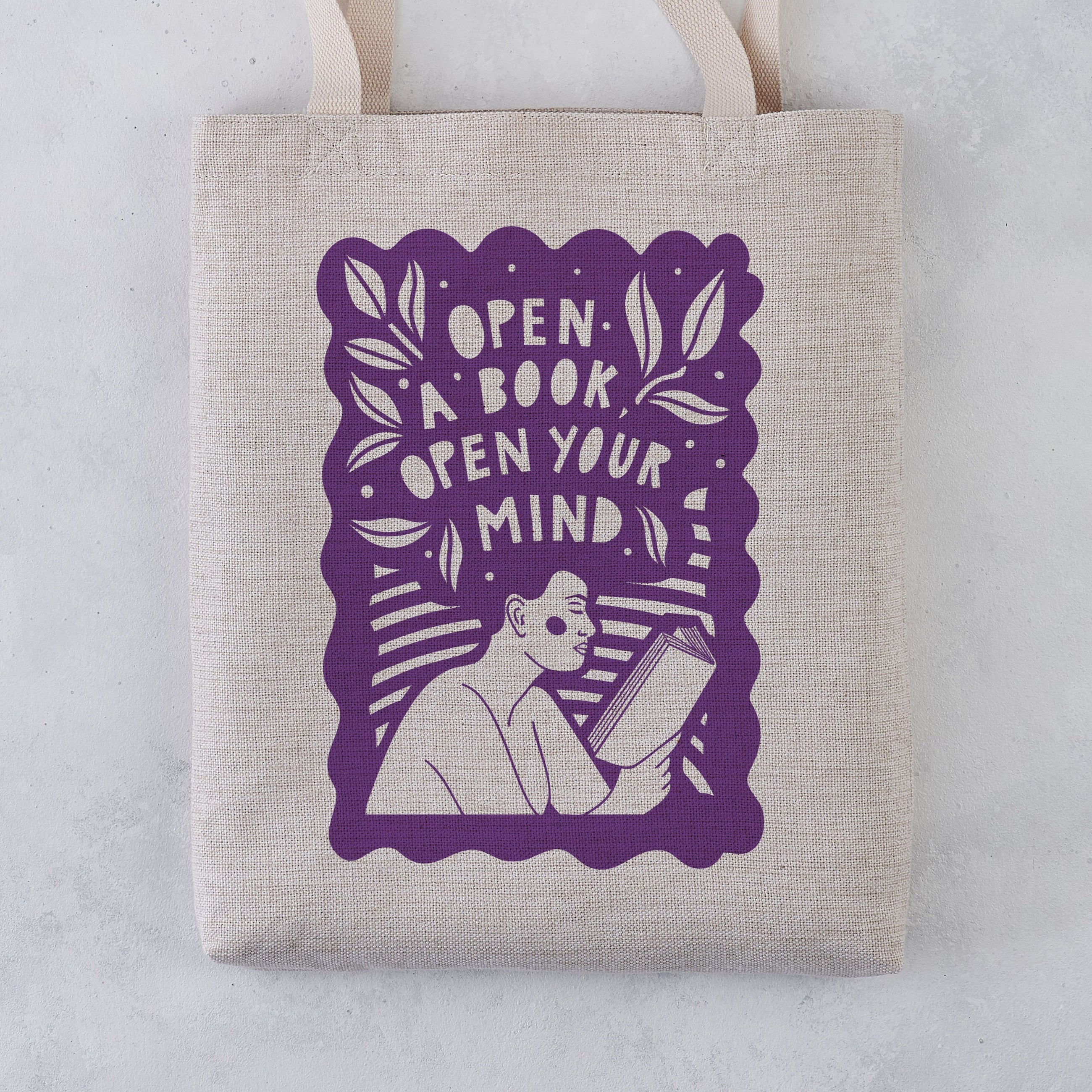 Open a book, open your mind literary tote bag. Bookish graphic, Gifts for book lovers, bookworms, readers and bibliophiles. Bookish tote bag. High quality tote bag. Booktok. Bookstagram. Novel inspired accessories. Bookishly. Book bag. Canvas bag.