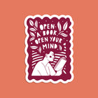 Open a book, open your mind, literary activist. Power of reading. Joy of Reading. Stickers for book lovers. The perfect gift for book lovers, bookworms, readers and bibliophiles. Bookish Stationery stickers. Sticker Bundle.