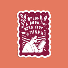 Open a book, open your mind, literary activist. Power of reading. Joy of Reading. Stickers for book lovers. The perfect gift for book lovers, bookworms, readers and bibliophiles. Bookish Stationery stickers. Sticker Bundle.