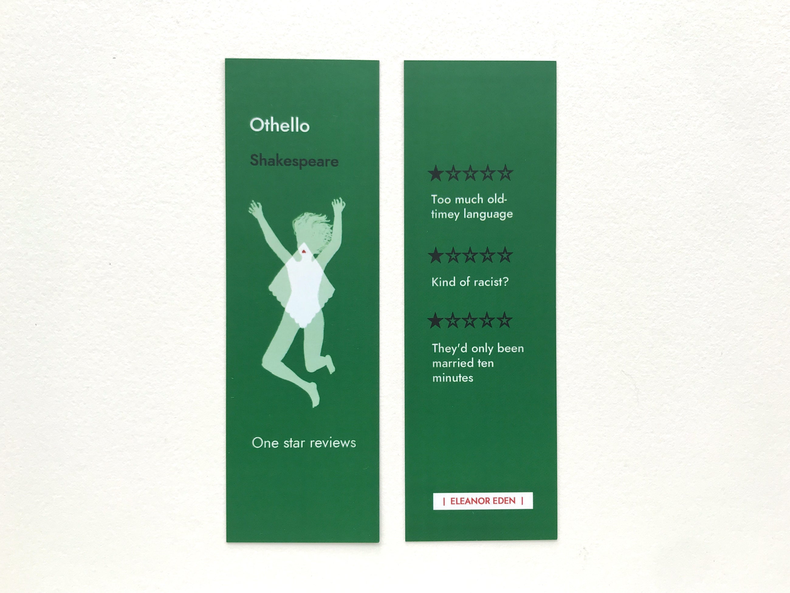 Funny Othello bookmark with one star review design
