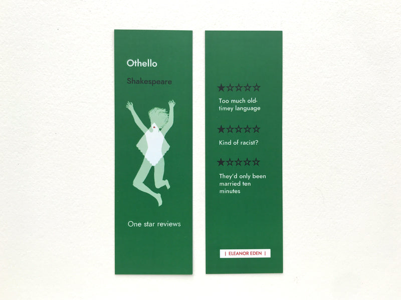 Funny Othello bookmark with one star review design
