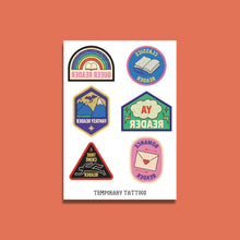 Genre Reader Temporary Tattoos – A6 Sheet with 6 Designs
