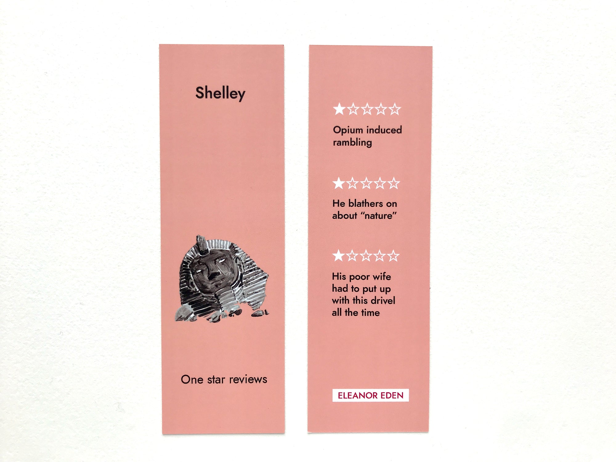 Funny Shelley poetry bookmark with one star review joke