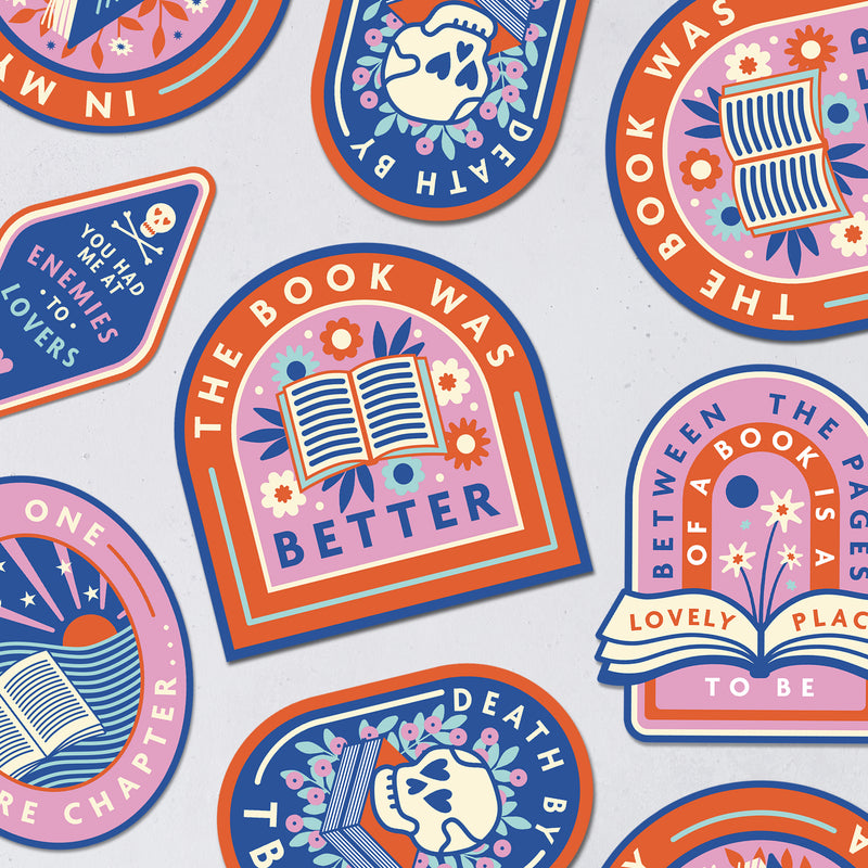The book was better. Large die cut vinyl sticker. Bookish stationery for your laptop, phone, e-reader, notebook. Perfect gift for book lovers, bookworms, readers, bibliophiles. Booktok. Bookstagram. Bookishly. UK.