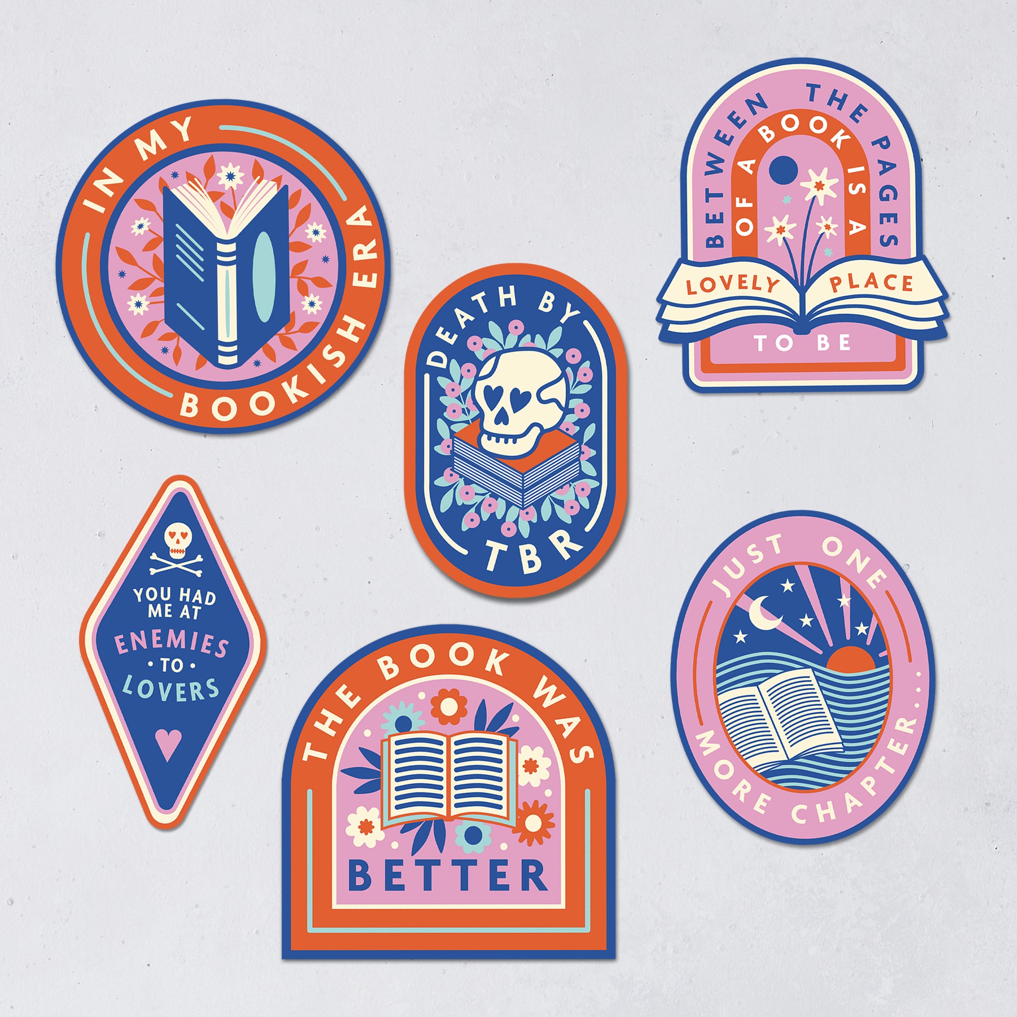 Just one more chapter. Large die cut vinyl sticker. Bookish stationery for your laptop, phone, e-reader, notebook. Perfect gift for book lovers, bookworms, readers, bibliophiles. Booktok. Bookstagram. Bookishly. UK.