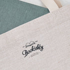 Bookishly logo printed onto tote bag.