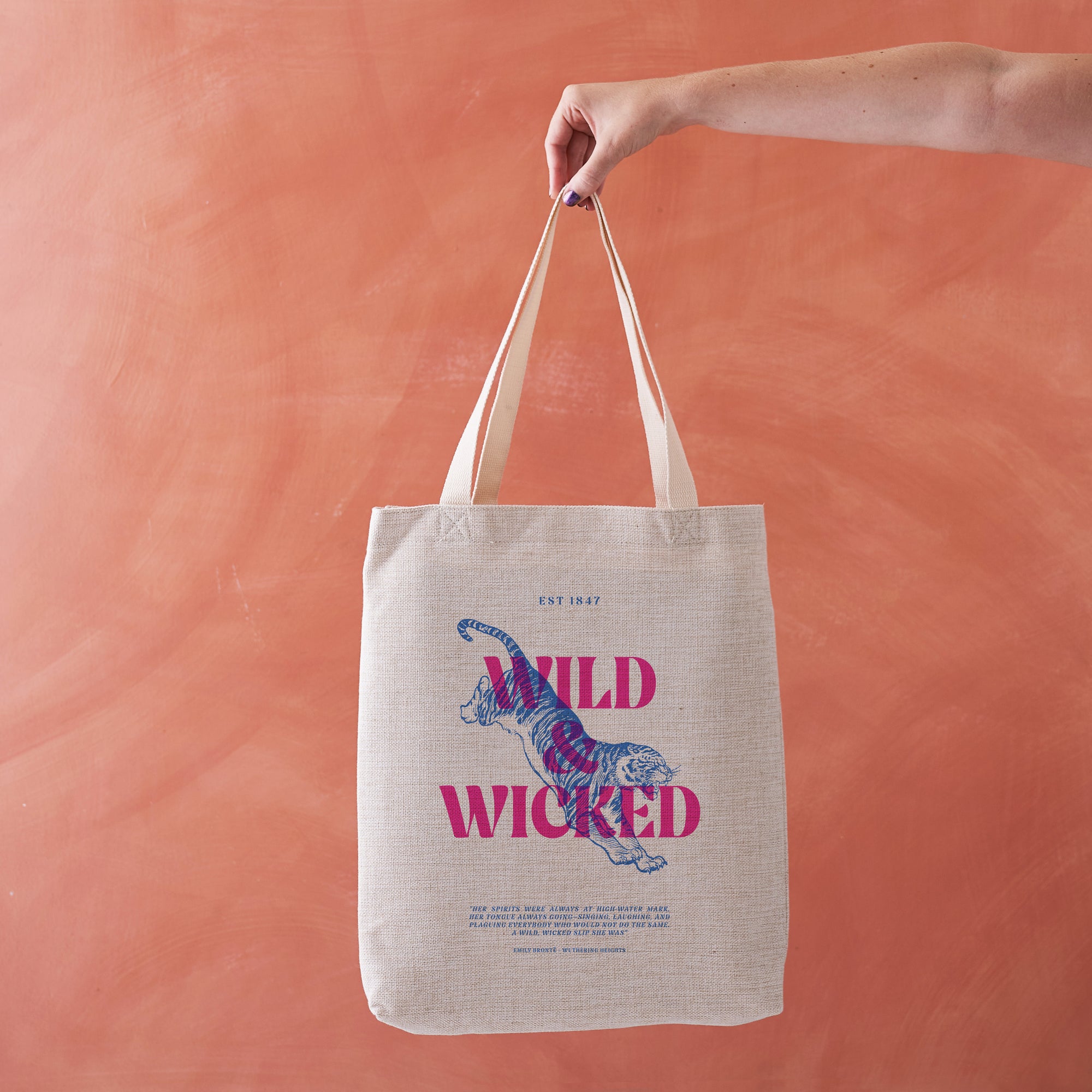 Wild and Wicked. Bronte Sisters. National Theatre Merch. Bookishly tote bag. Perfect for book lovers, bookworms, readers and bibliophiles.