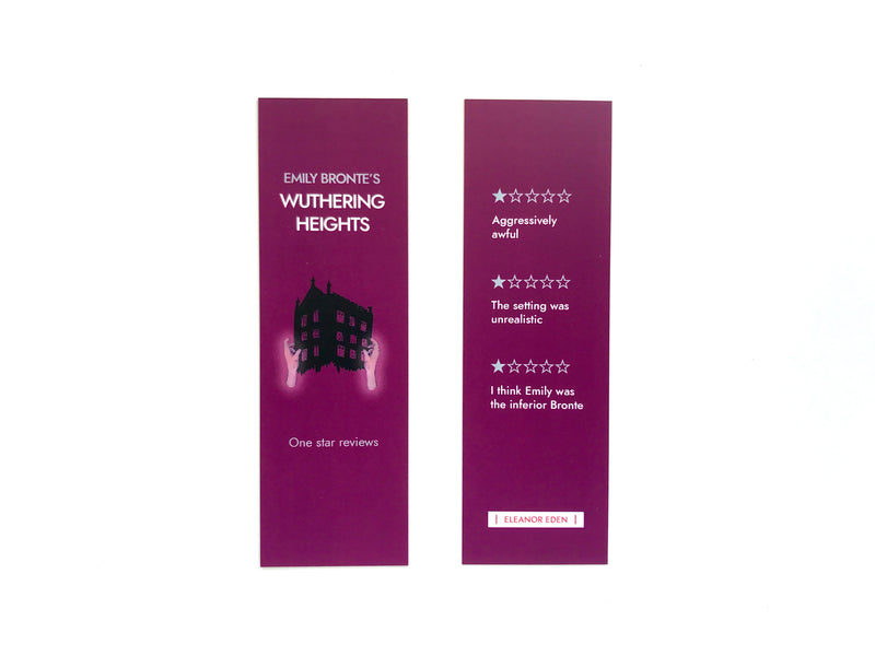 Funny Wuthering Heights bookmark with one star review joke
