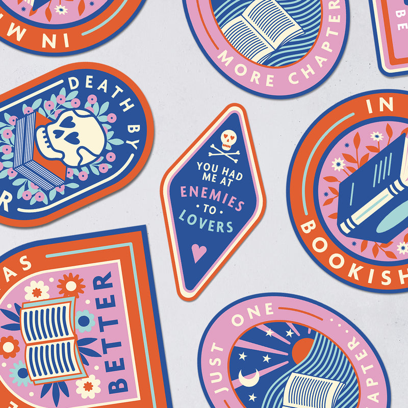 You had me at Enemies to Lovers. Large die cut vinyl sticker. Bookish stationery for your laptop, phone, e-reader, notebook. Perfect gift for book lovers, bookworms, readers, bibliophiles. Booktok. Bookstagram. Bookishly. UK.