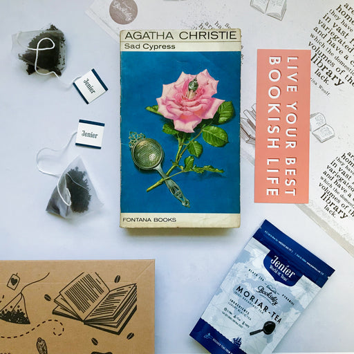 Agatha Christie Book and Tea Subscription. Crime and Thriller Books. Gifts for book lovers, bookworms, readers and bibliophiles. Crime Novel Subscription Gift by Bookishly.
