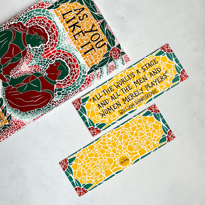 'As You Like It' William Shakespeare bookmark. Teaching gifting. Thank you teacher. Gifts for teachers. End of term teacher gift. Bookmark for teacher. Cheap teacher gift. Gifts under 5. Support teachers. Classic Literature. Reading Gifts. Bookish Gift. Bookish Present. Bookmark design. Bookmark for sale. Books. Bookstagram. Booktok.