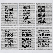 Set of 12 Book Page Print Postcards. Book lover postcards. Bookish Gifts. Pen pal. Snail mail. Sending a postcard. Love letters. Booktok. Bookstagram. Postcards for bookworms, bibliophiles, readers. Booktok lovers. Famous literary quotes. Booktok Bookstagram.