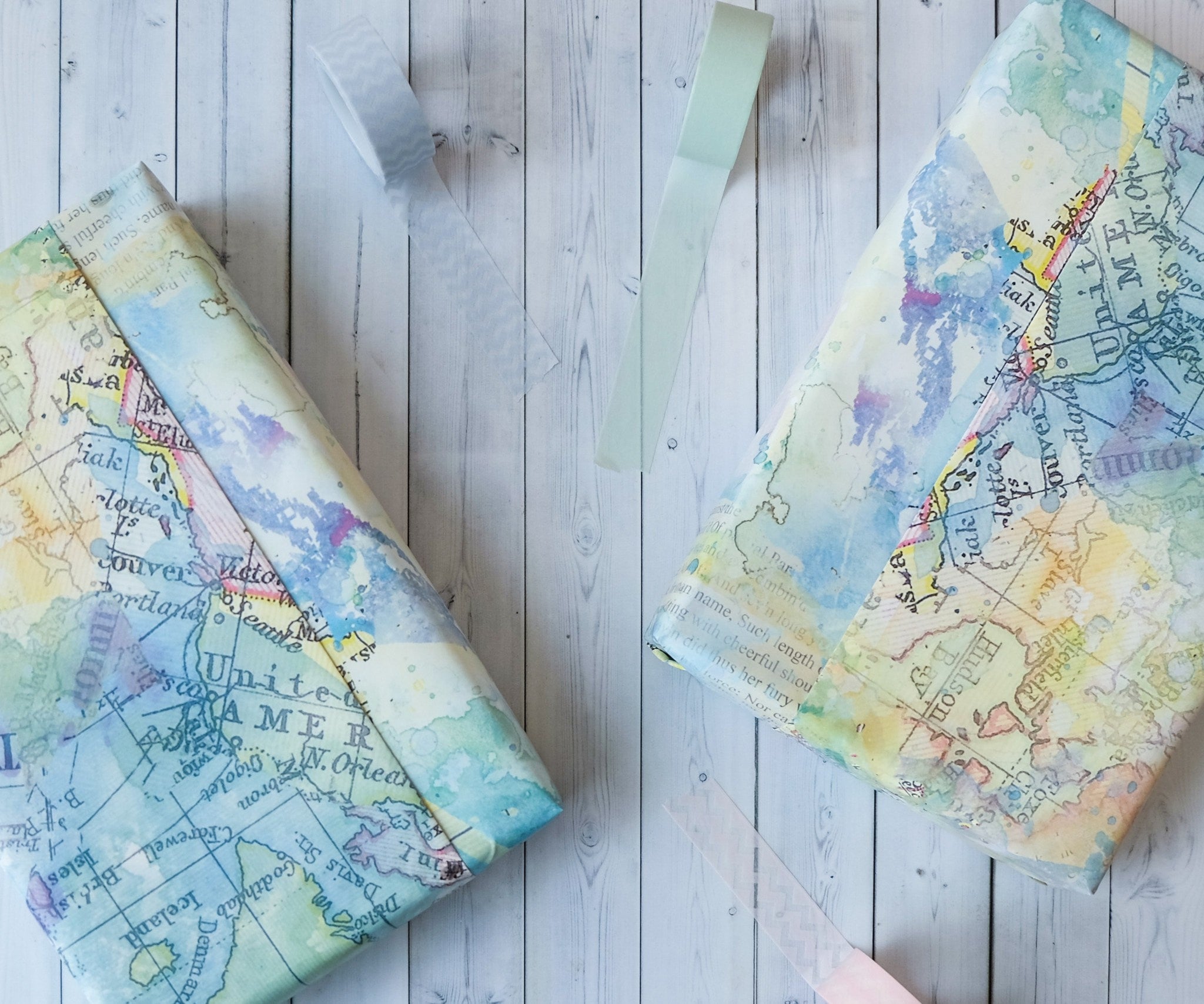Five Wrapping Paper Sheets - Vintage Map Design