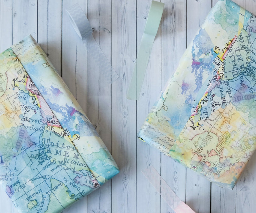 Five Wrapping Paper Sheets - Vintage Map Design