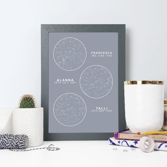 Personalised Occasion Multiple Map Of The Stars Print