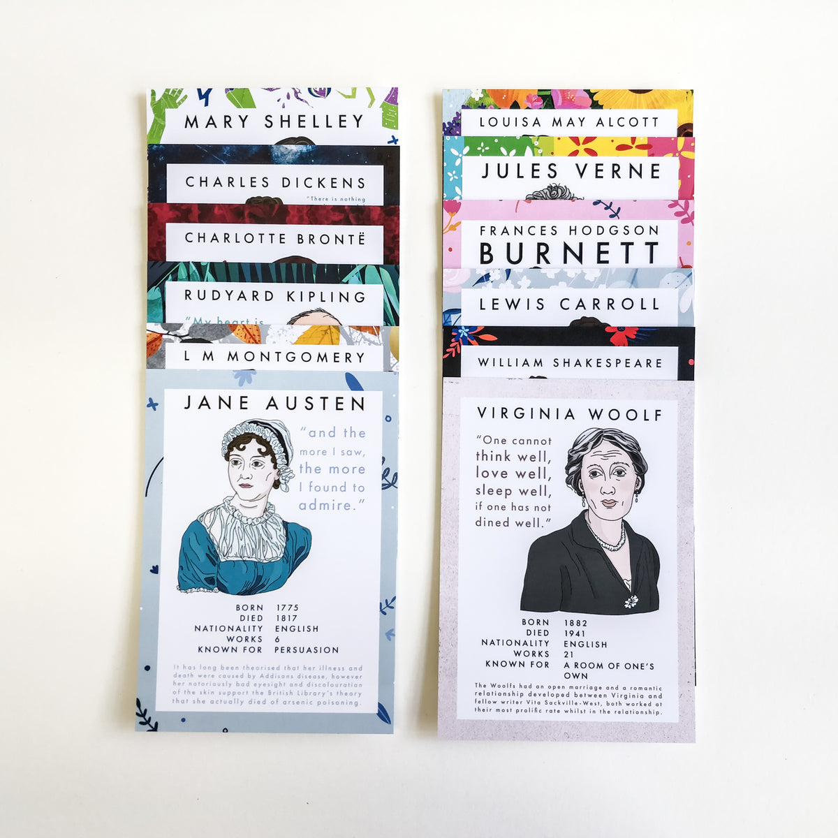 Pack Of Twelve Literary Postcards Author Set — Bookishly