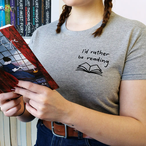 Grey "I'd Rather Be Reading" Relatable Literary T Shirt