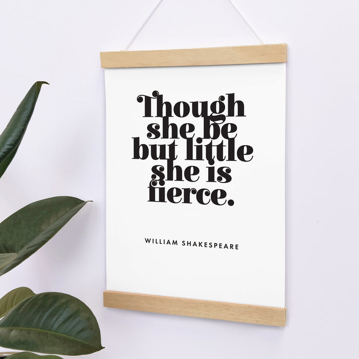 Girl’s Nursery “Though She Be But Little, She Is Fierce” Red Over Pink Art Poster