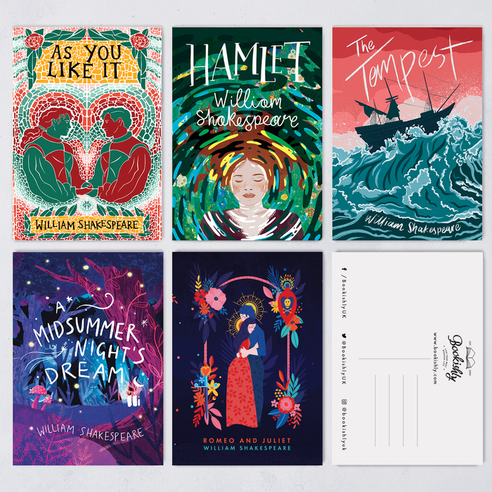 Shakespeare Postcards. Set of 10. Romeo and Juliet. Hamlet. As You Like It. A Midsummer Nights Dream. The Tempest.