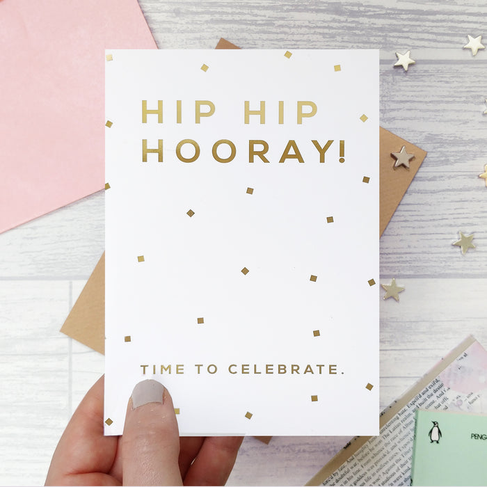 Gold Foil ‘Hip Hip Hooray’ Congratulations Card