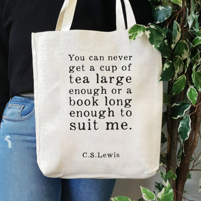 Tea lover and book lover tote bag. Literary quote. Classic Literature. Gifts for book lovers, bookworms, readers and bibliophiles. Bookishly tote bag. Book bag.