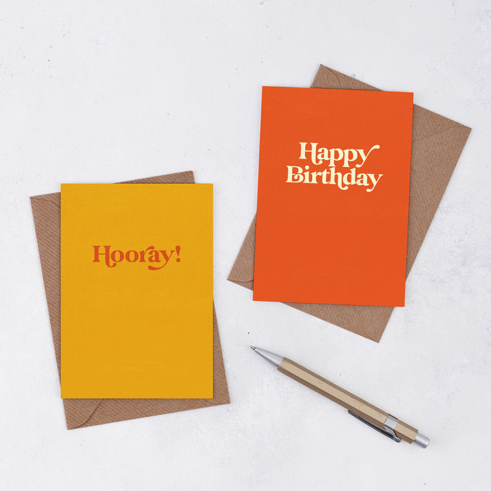 'Happy Birthday' Greetings Card. Positive greetings card. Motivational Greetings Card. Gift Shop Cards. Minimalist Card. Abstract Gift Cards. Birthday Celebrations. 'Hooray!'