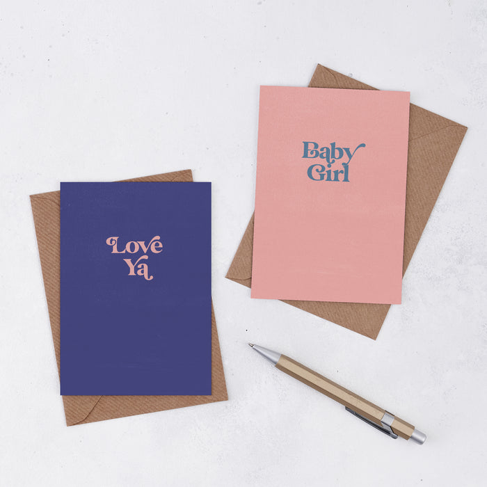'Love Ya' Love You. Greetings Card. Positive greetings card. Motivational Greetings Card. Gift Shop Cards. Minimalist Card. Romantic Card. Abstract Gift Cards. Baby Girl. Newborn. New Parents.