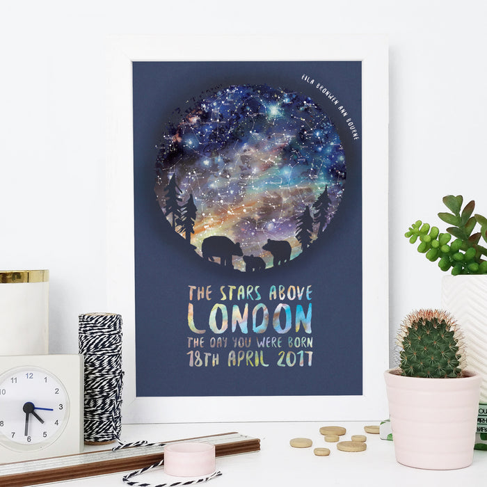Bear and Cub Personalised Map of the Stars Gift