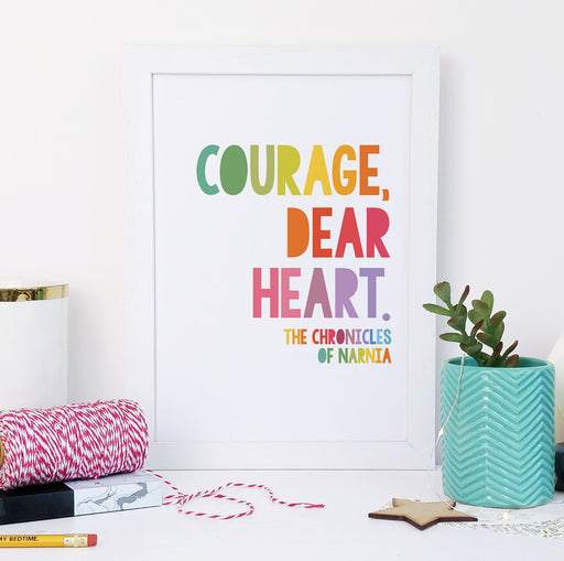 "Courage, Dear Heart" Rainbow Framed Print for Book Lovers