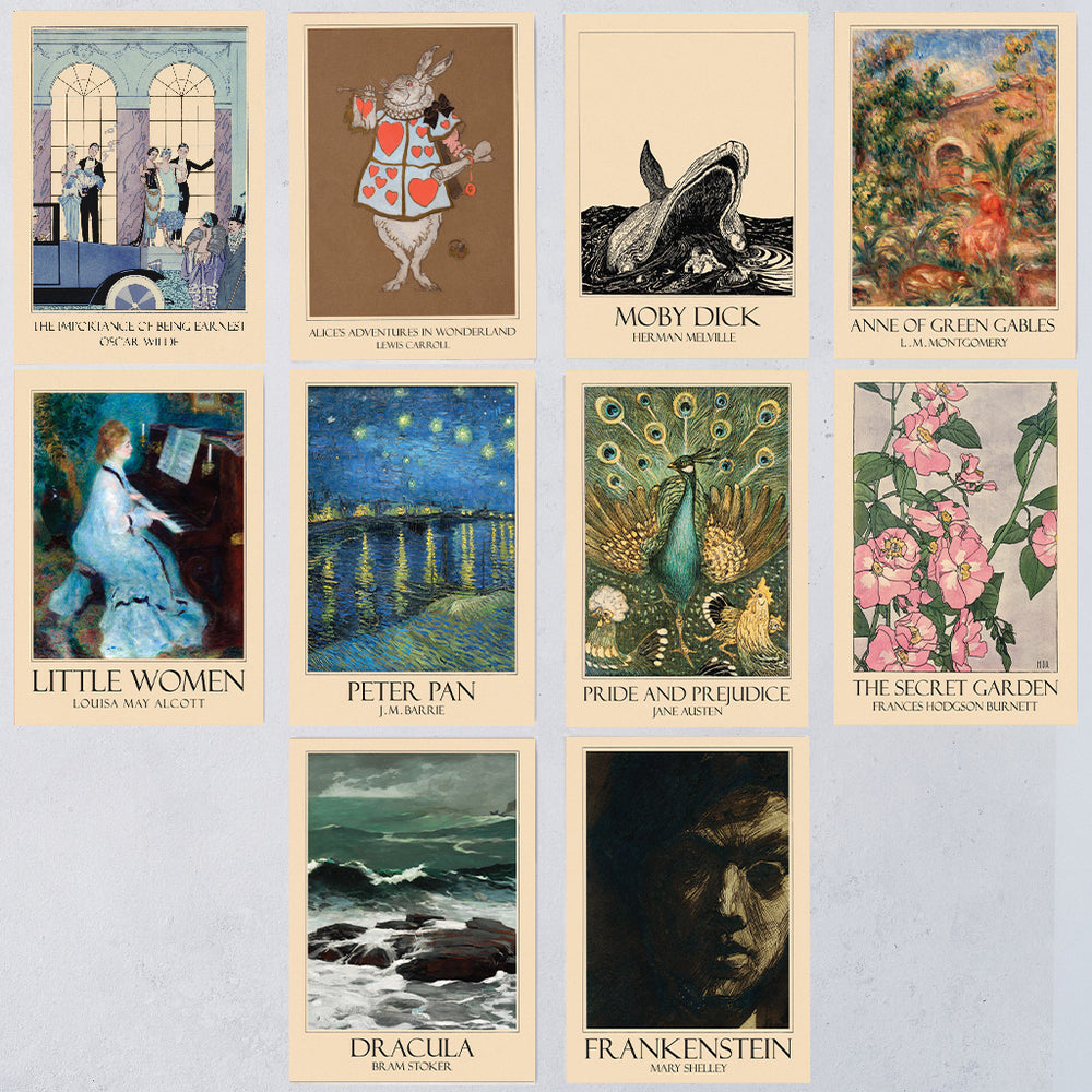 Pack of Ten Literary Art Postcards