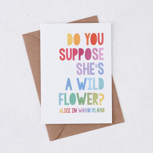 do you suppose shes a wildflower new baby card rainbow design