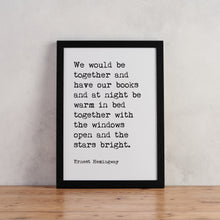 Ernest Hemingway Quotes "Stars Bright" Typewriter Art