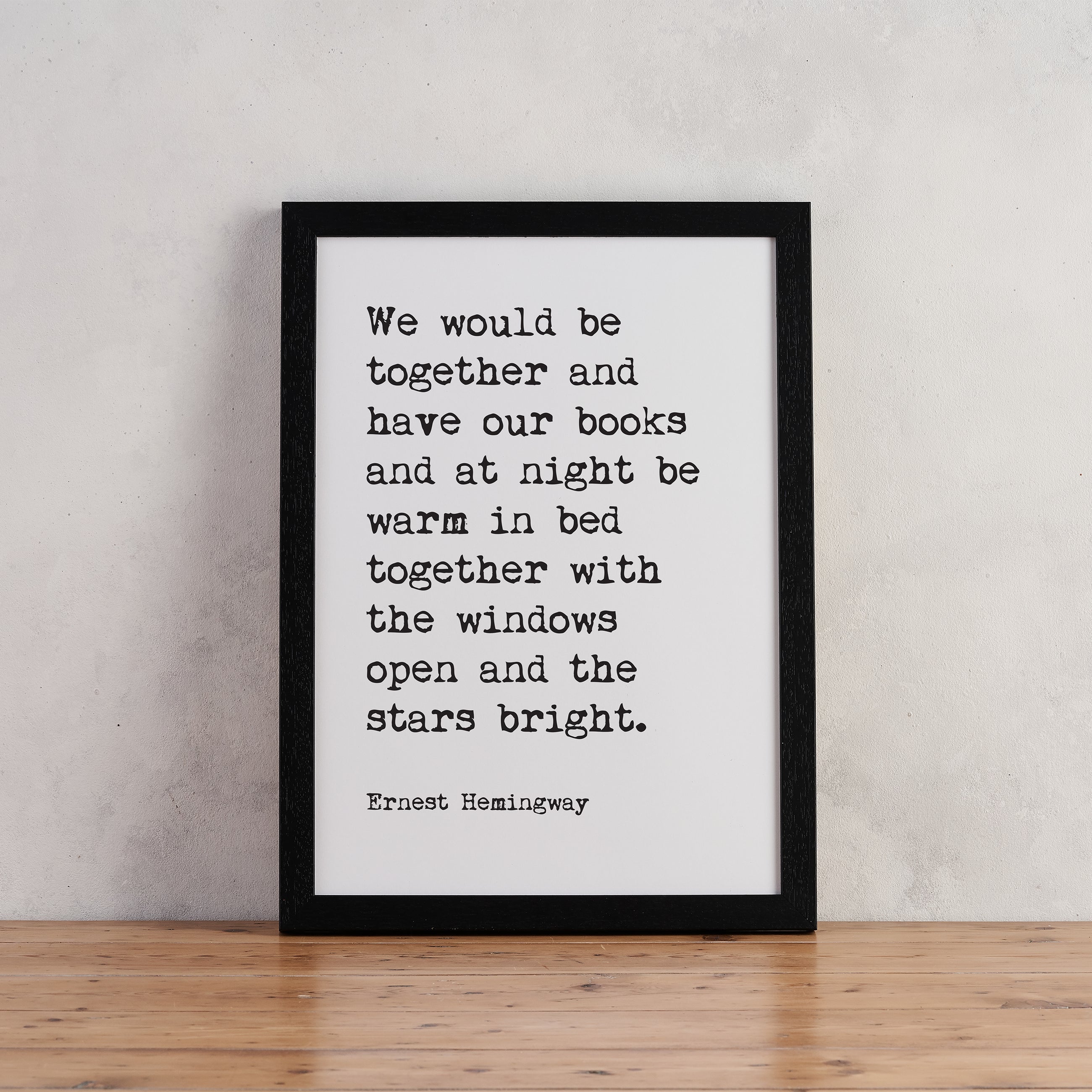 Ernest Hemingway Quotes "Stars Bright" Typewriter Art