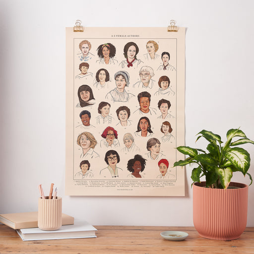 Hand drawn illustrations of powerful female authors who have made history. Powerful message portraying the strength of women. Celebrating women and their strengths. Classic Literature history.