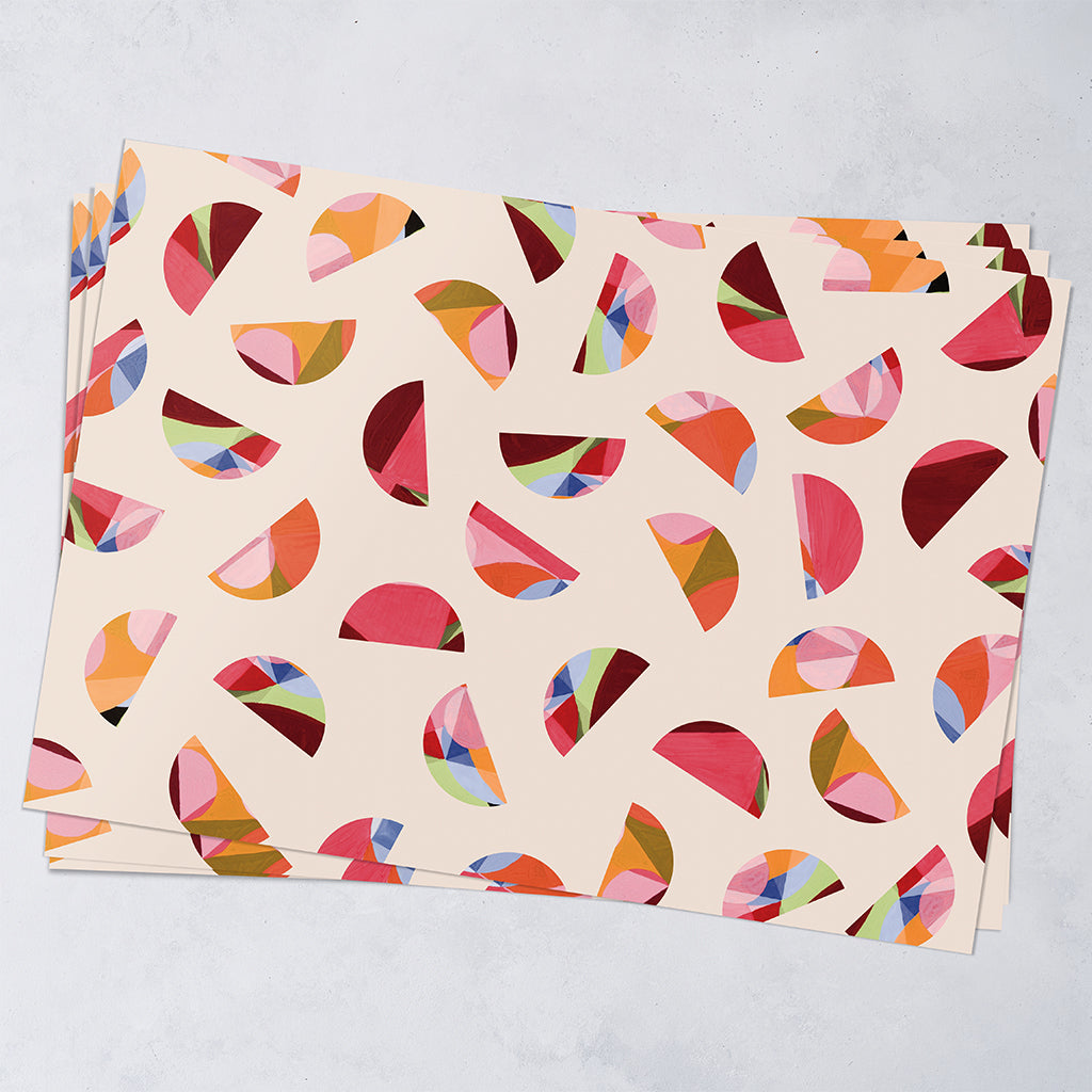 Five Wrapping Paper Sheets - Geometric Semi Circle Design