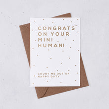 Gold Foil ‘Mini Human’ New Baby Congratulations Card