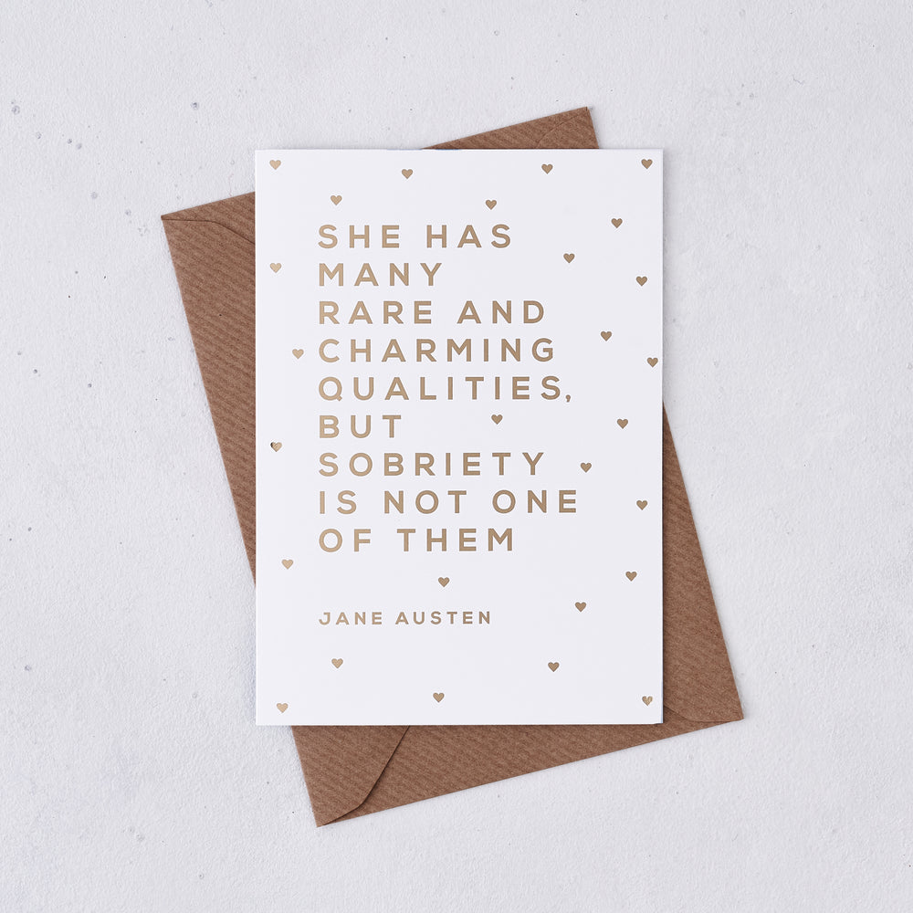 Mothers Day Card. Happy Mothers Day. Gift card for her. Gifts for her.she has many rare and charming qualities but sobriety is not one of them gold foil funny best friend card