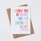 i know you by heart you are inside my heart card rainbow design