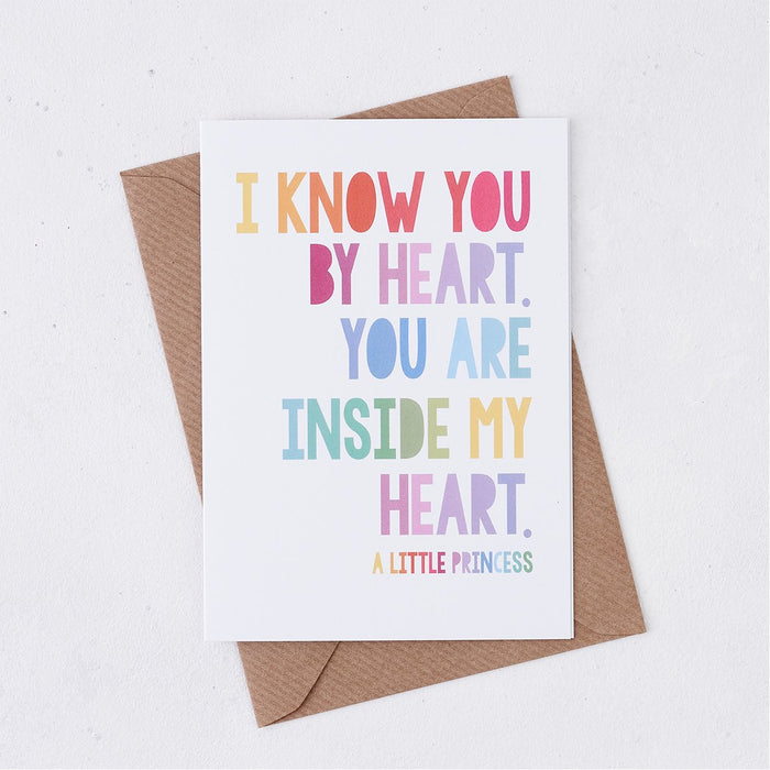 i know you by heart you are inside my heart card rainbow design