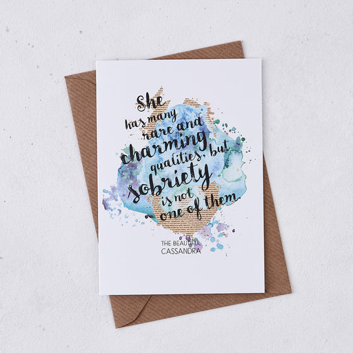 'Charming Qualities' Funny Jane Austen Quote Card