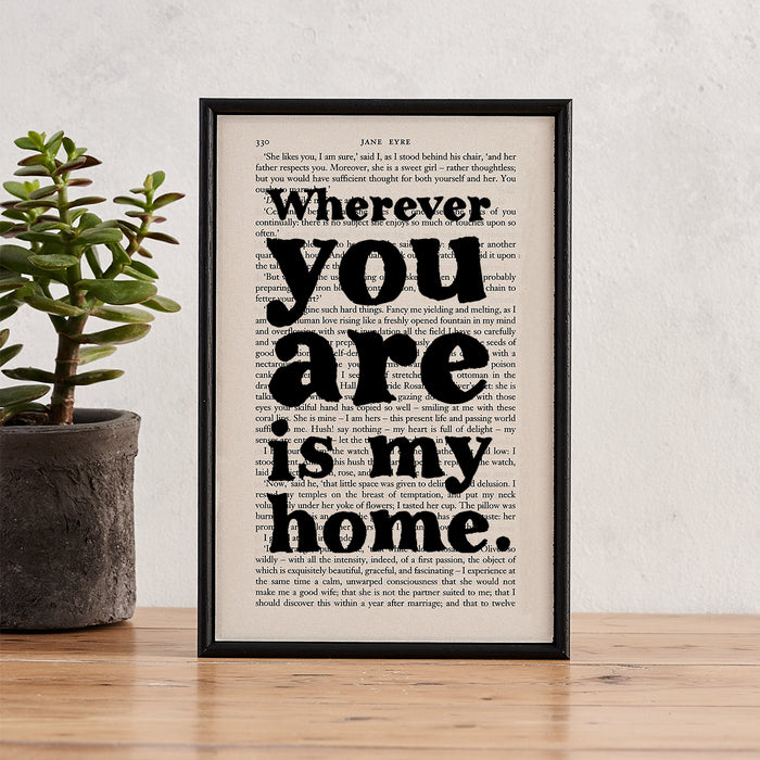 Jane Eyre "Wherever You Are Is My Home" Quote -  Framed Book Page Print